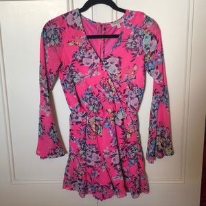 Love, Fire floral bell sleeve romper